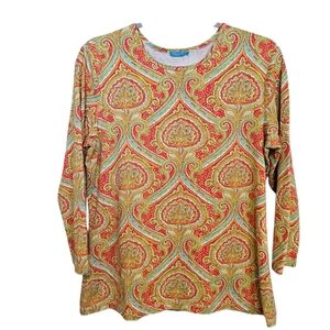 J. McLaughlin Catalina Cloth Strech Medallion Print Top